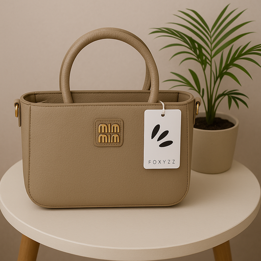 FLB-013      Foxyzz Mini Tote – Taupe Elegance Edition