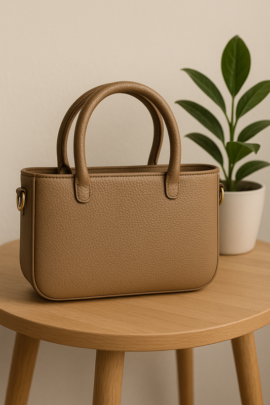 FLB-013      Foxyzz Mini Tote – Taupe Elegance Edition
