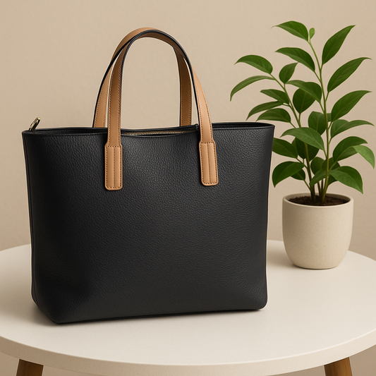 FLB-010  Foxyzz Premium Tote & Wallet Set – Elegant Black Edition
