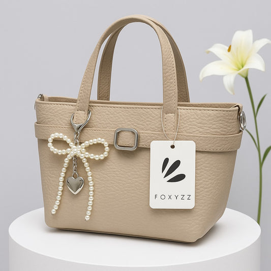 FBL-011  Foxyzz Pearl Charm Beige Tote