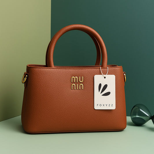 FLB-011   Foxyzz Caramel Structured Top Handle Bag